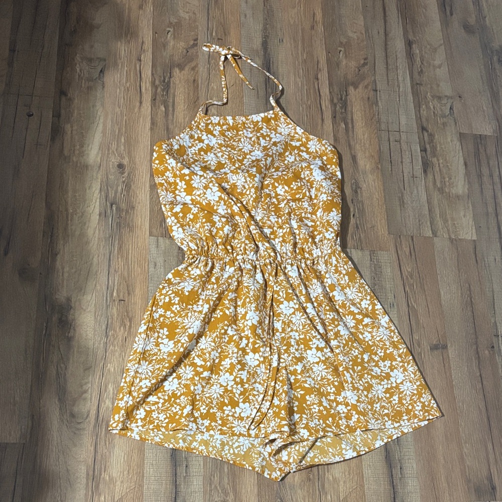 Arizona Jean Company Mustard Floral Jumpsuit